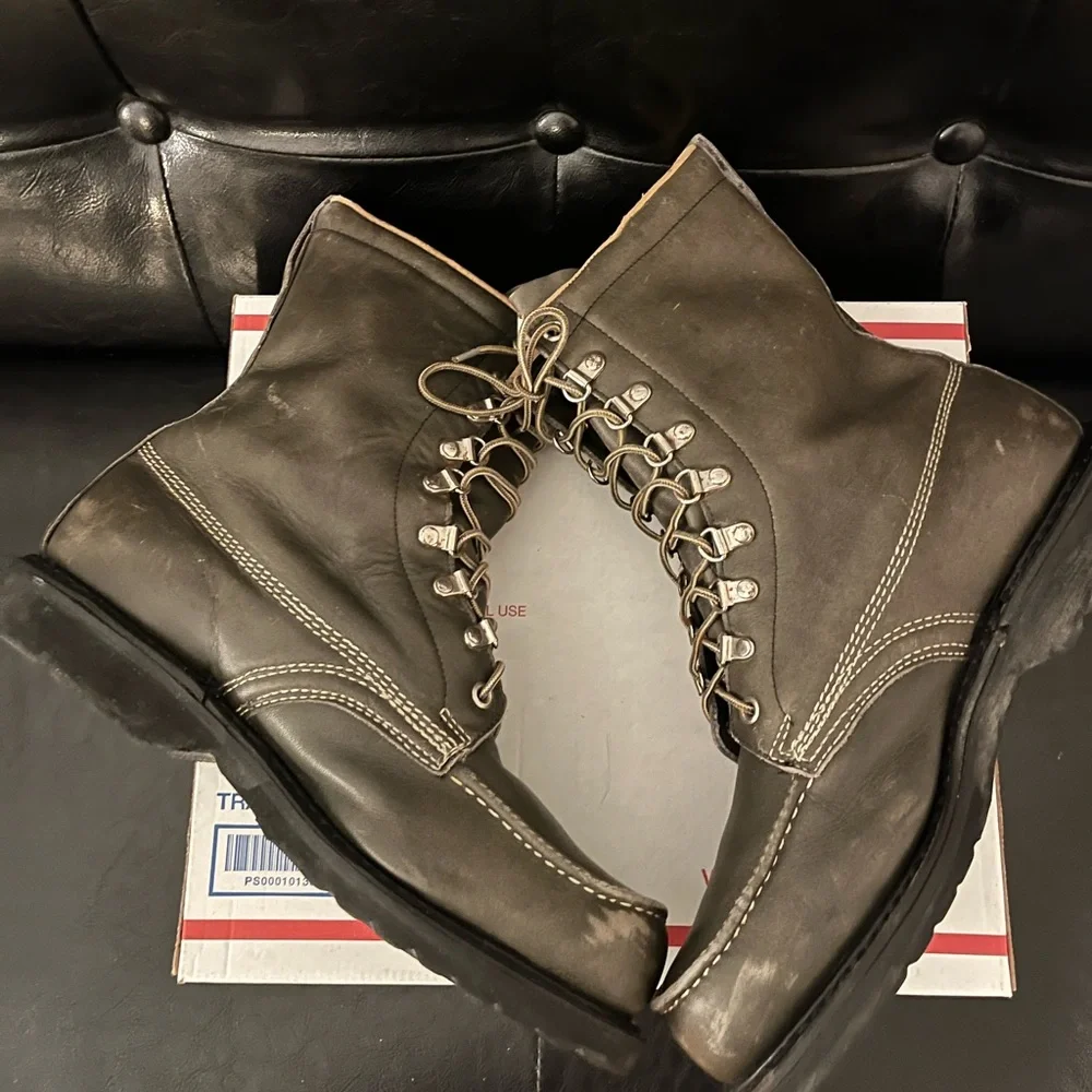 Sears Vintage 60s/70s Green‎ Leather Moc Toe Boots Size 9D